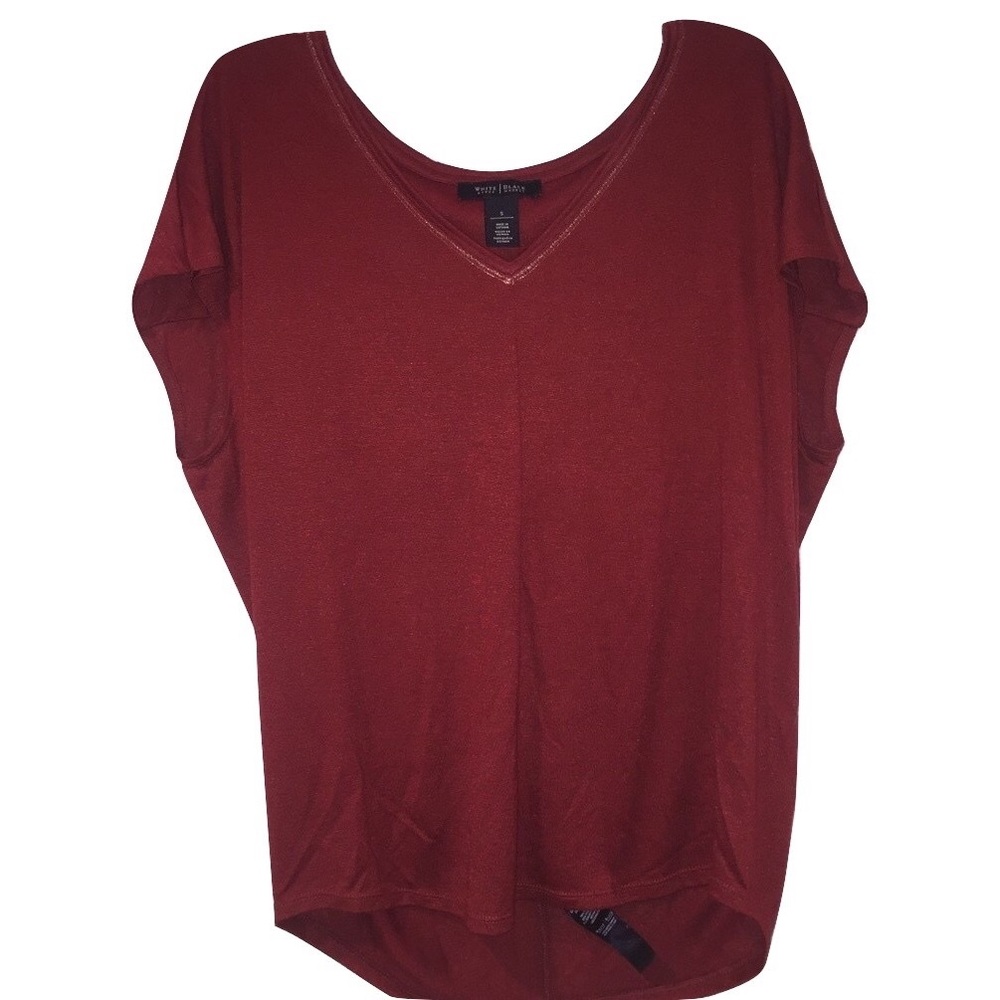 WHBM Orange V-neck Short Sleeved Tee